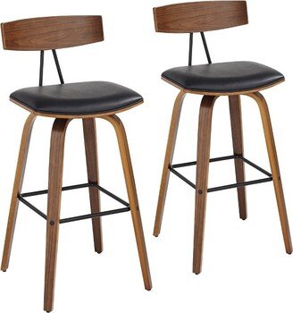 Elm Lane Westwood Wood Swivel Bar Stools Set of 2 Natural 31 High Farmhouse Rustic Black Faux Leather for Kitchen Counter Height Island