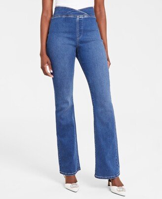 Women's High Rise Asymmetrical-Waist Bootcut Jeans, Created for Macy's