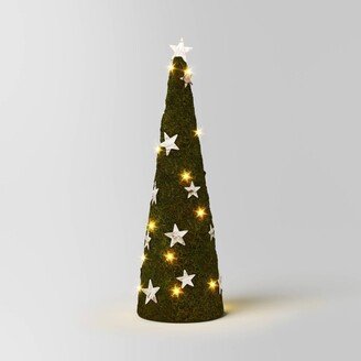 17 Battery Operated Lit Artificial Moss with Stars Christmas Tree Sculpture - Wondershop™ Green