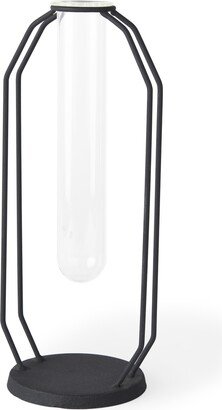 Aria Small Black Metal & Glass Vial Decorative Accent