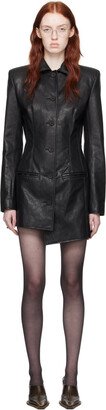 Elena Velez Black Buttoned Faux-Leather Coat