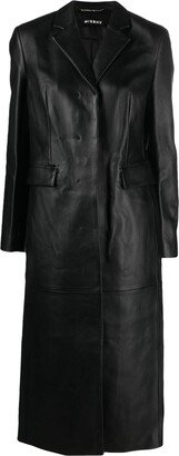 Single-Breasted Leather Coat-AL