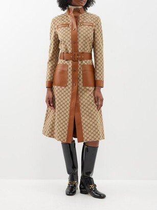 GG-canvas Leather-trim Trench Coat