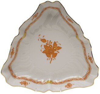 Chinese Bouquet Rust Triangle Dish