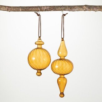 8H and 5.25H Sullivans Gold Finial Ornament - Set of 2, Gold Christmas Ornaments