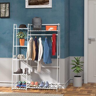 Aoolive Clothes Rack,Heavy Duty Clothes Rack with Shelves,Freestanding Closet Organizer