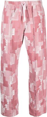 Geometric-Print Wide-Leg Trousers