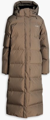 Quilted logo-print shell hooded down coat