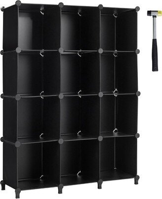 12 Cube Storage Organizer Plastic Organizer Units w/ Steel Frame Black