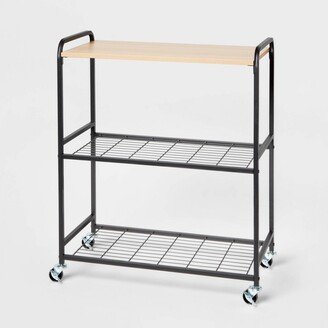 Storage Cart Black Metal with Natural Wood - Brightroom™