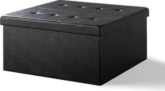 30 Button Tufted Folding Storage Ottoman Bench and Coffee Table with Smart Lift Top - Mellow