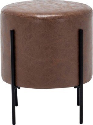 16 Modern Round Ottoman with Metal Base - WOVENBYRD