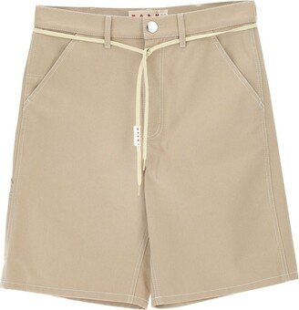 Drawstring Cargo Bermuda Shorts