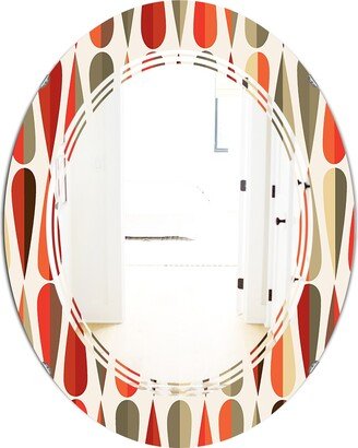 Designart 'Retro Abstract Drops IV' Printed Modern Round or Oval Wall Mirror - Triple C - Multi