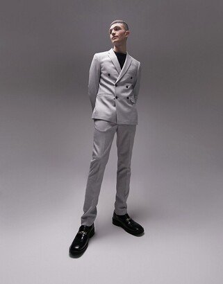 skinny herringbone suit pants in gray