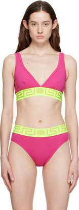 Pink & Green Greca Border Bra