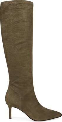 Lexington 70MM Crocodile-Embossed Leather Knee-High Boots