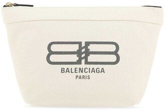 Logo Printed Zipped Clutch Bag-AG