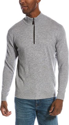 Suede-Trim Cashmere Mock Sweater-AG