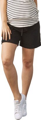 Cuff Cotton Blend Maternity Shorts