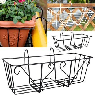 Balcony Railing Shelf Plant Pots Holder, Hanging Basket With Hooks For Decor, Patio Or Porch Fence