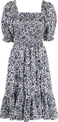 Floral-Print Flared Midi Dress