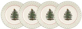 Christmas Tree Polka Dot Dessert Plates, Set of 4-AA