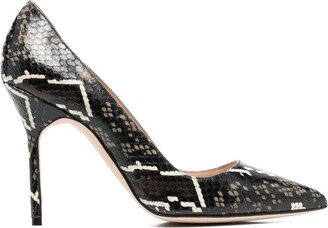 Snakeskin-Effect Stiletto Pumps