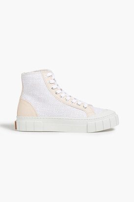 Juice faux leather and canvas high-top sneakers