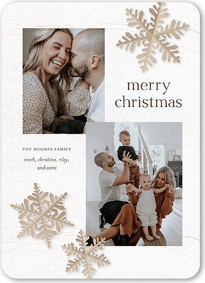 Holiday Cards: Snowflake Accents Holiday Card, White, 5X7, Christmas, Matte, Signature Smooth Cardstock, Rounded