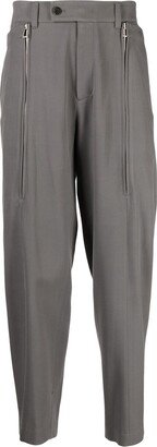 Zipped Wool Tapered Trousers