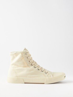 Paris Distressed Canvas High-top Trainers