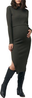 Nella Long Sleeve Rib Maternity Dress