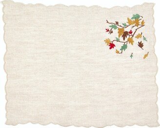 Km Home Collection Spilled Leaves Embroidery Linen Placemat Set Of 2