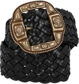 Woven Embellished Buckle Belt