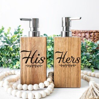 Personalized Soap & Lotion Dispenser Set | His Hers Pump New Home Gift For Couple Engraved Gel Compatible