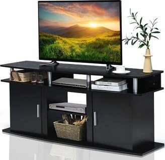 63'' TV Stand Entertainment Console Center W/ 2 Cabinets Up to 70'' Black