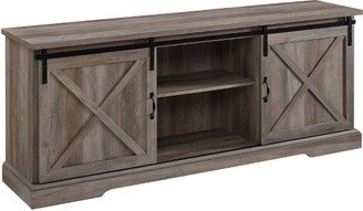 Clarabelle Double Sliding X Barn Door TV Stand for TVs up to 80 - Saracina Home