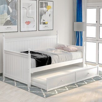 GEROJO Concise and Modern Twin Size Wood Daybed Sturdiness and Durability with Twin Size Trundle