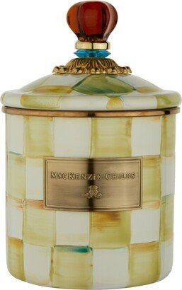 Mackenzie-Childs Small Parchment Check Enamel Canister