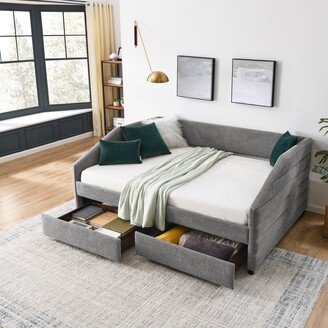 Sunmory Full Size Upholstered Daybed with Two Drawers-AB