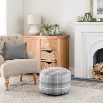 Dunelm Oswald Check Pouffe Grey