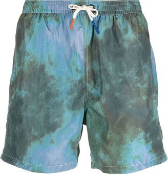 Tie-Dye Effect Drawstring Shorts