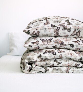 Butterfly Linen Bedding. 3 Piece Set. Unique Vintage Butterfly Print. King, Queen, Twin, Full, Double