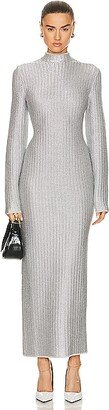 Turtleneck Dress in Metallic Silver