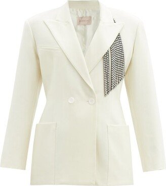 Crystal-embellished Brushed Wool-twill Suit Jacket