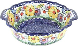 Blue Rose Pottery Blue Rose Polish Pottery Pastel Garden Round Scallop Casserole