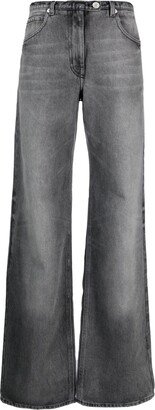 Stonewashed Low-Rise Wide-Leg Jeans