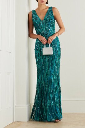 Raquel Embellished Tulle Gown - Blue