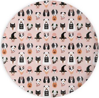 Plates: Halloween Puppies On Pink Plates, 10X10, Pink